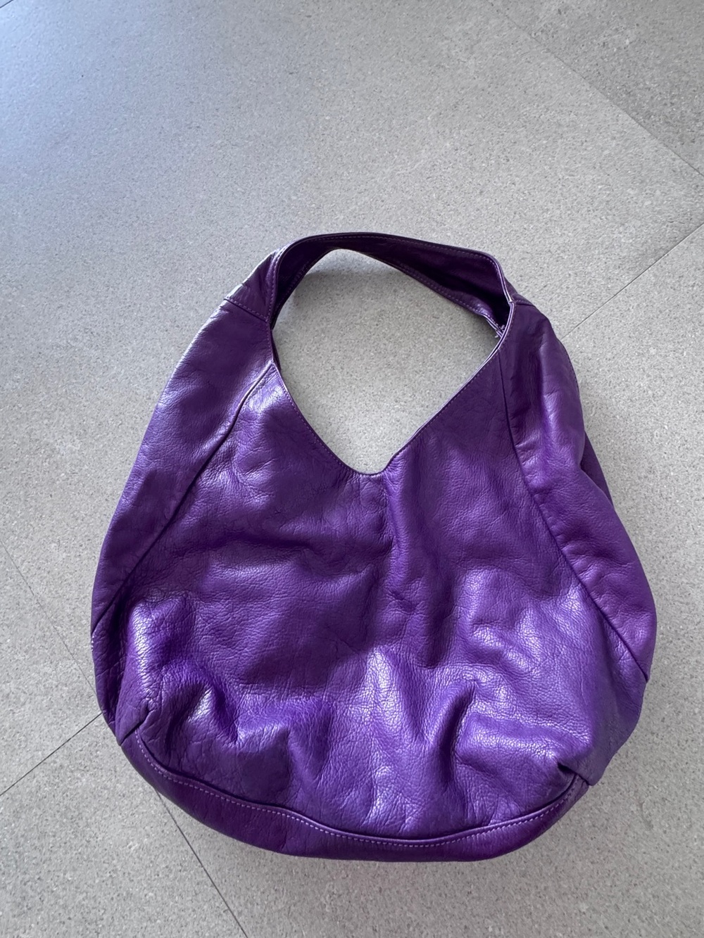 Italian Leather Purple Hobo Bag Made in Florence Italy Soft Slouchy Shoulder Bag